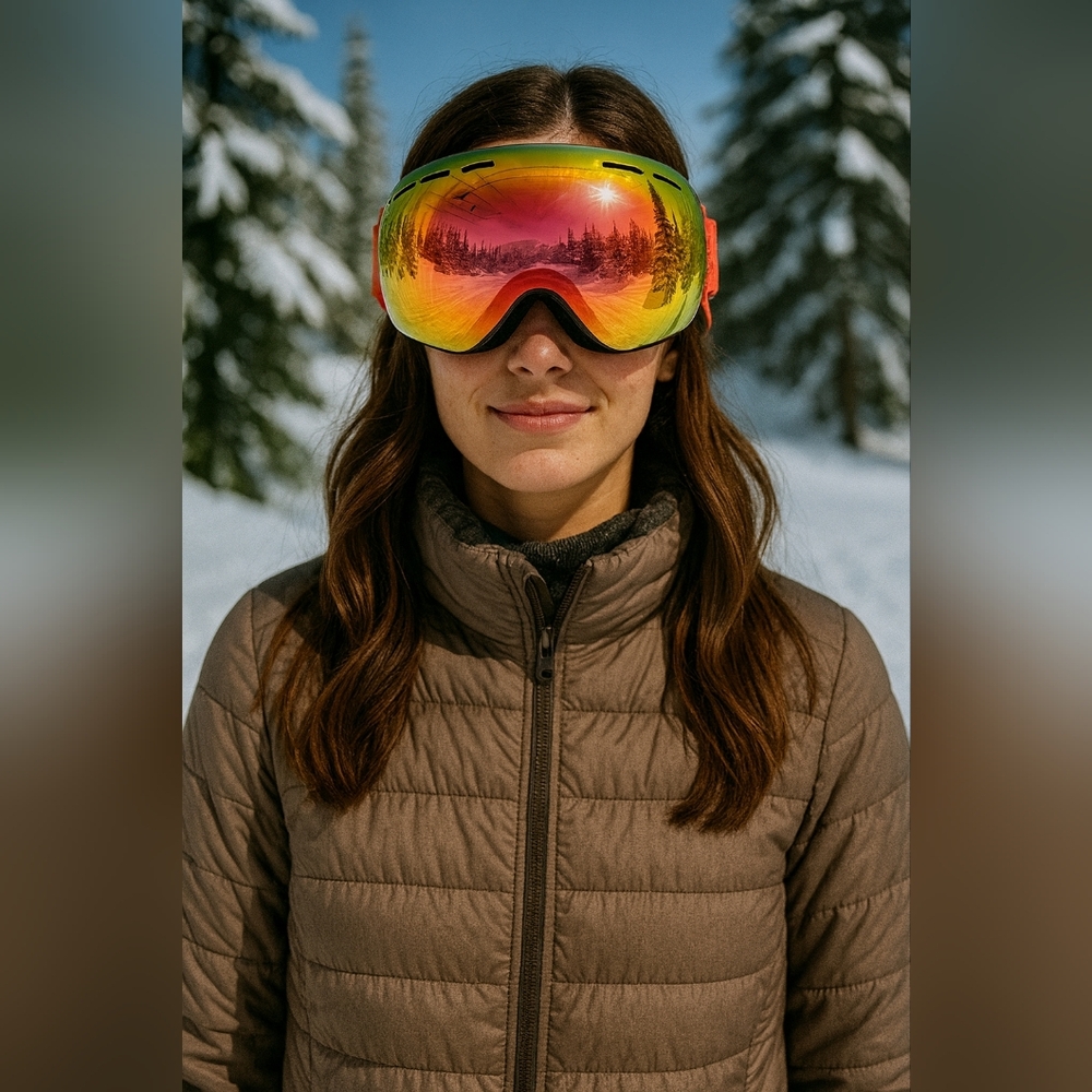 Red Mirror Lens Snowledge Snowboard Goggle
